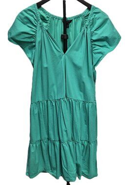 Banana Republic Green Teal Tiered Midi Dress Women's Large